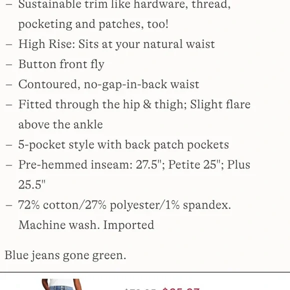 Lands' End Navy Button-Fly Flare Jeans - Picture 4 of 6